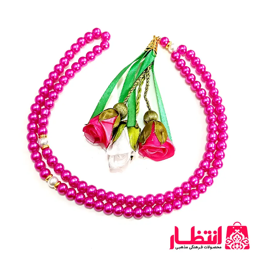 تسبیح 101 عددی گلدار ساتن طرح آرزو